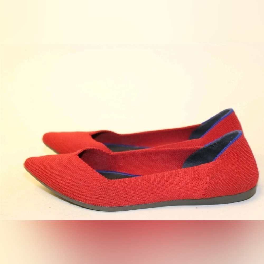 Rothy's Bright Red Textile Ballet Flat Women Size 7.5 38 The Point Comfort Shoes - Picture 7 of 14